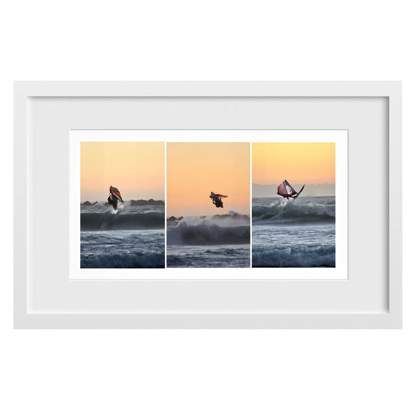 Windsurfers Jumping Waves
