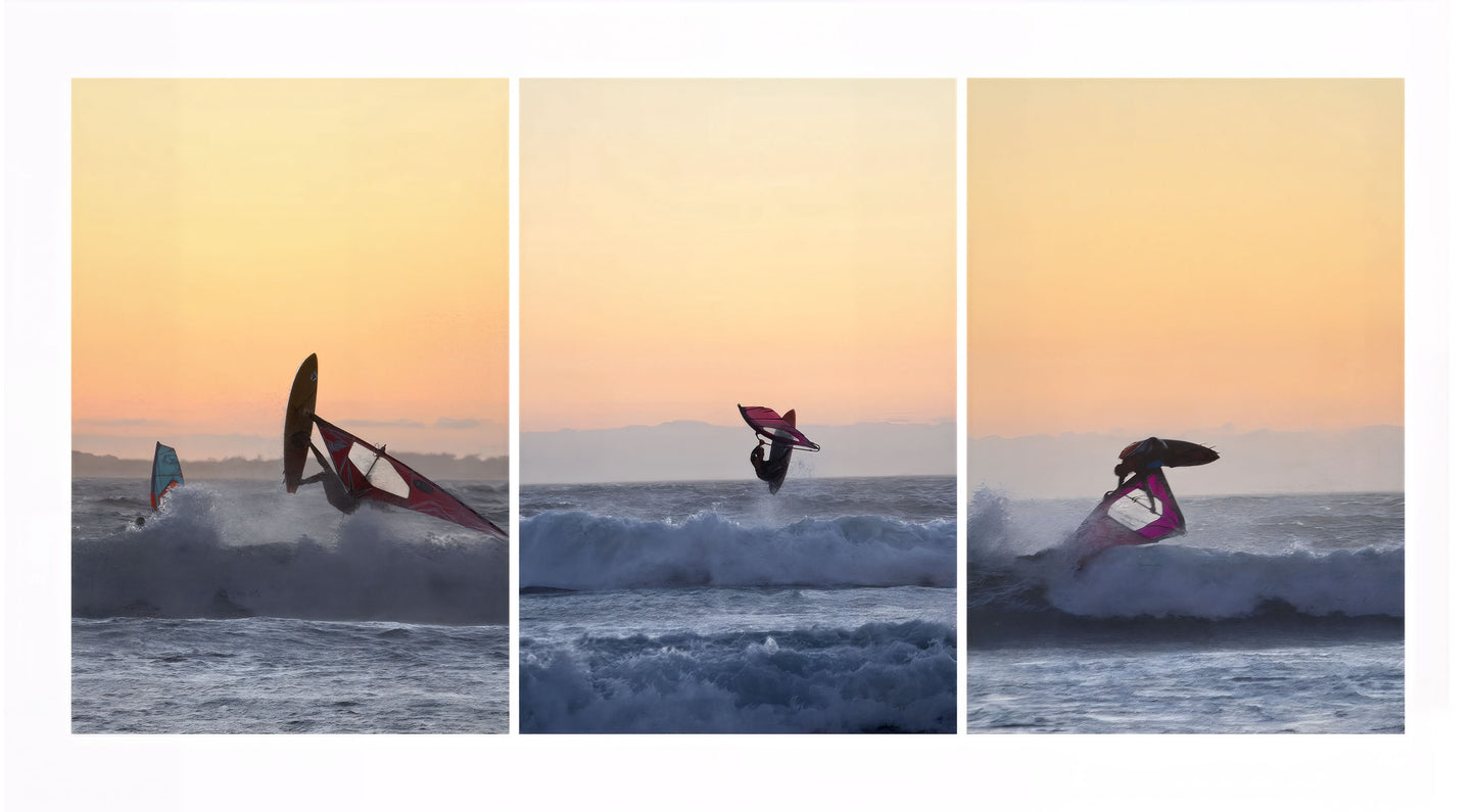 Windsurfers Jumping